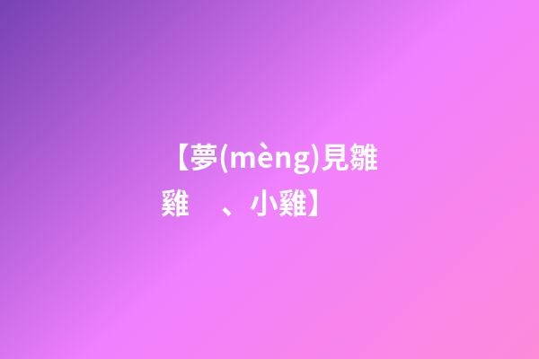 【夢(mèng)見雛雞、小雞】